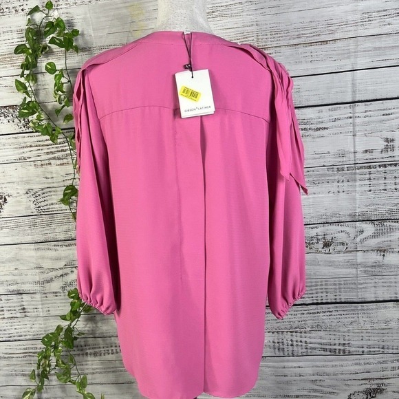 Gibson & Latimer Blouse Top size Small Rose PInk Mauve Lagenlook Wedding Modest - Picture 13 of 14